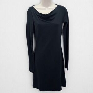 James Perse Womens Black Pima Cotton Boat Neck Dress Size 1 S Stretch Minimalist